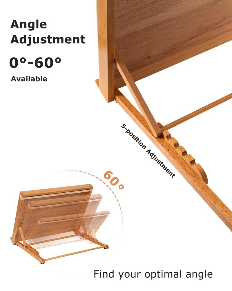 A3 Drafting Table Easel Adjustable Portable Beech Wood Drawing Board 5 Pos