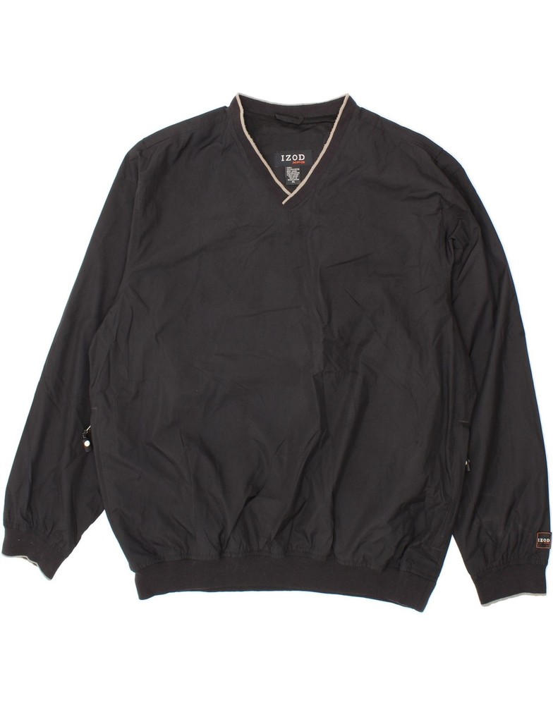 IZOD Mens Pullover Tracksuit Top Jacket XL Black Polyester BU10