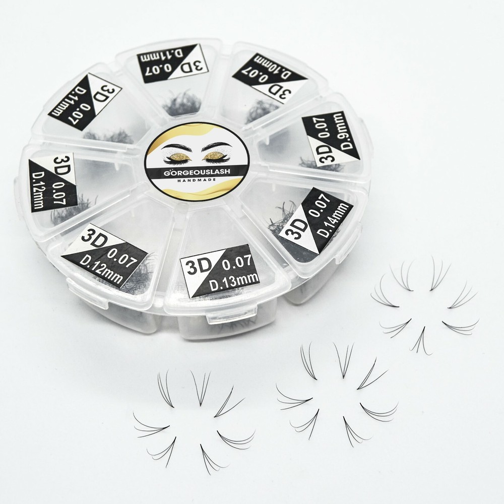 Mixed 3D Lashes. 1000 Premade Volume Fans. Eyelash Extensions, Handmade!