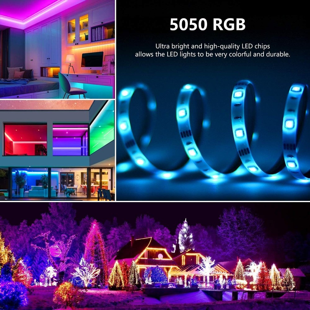 3-Pack LED Strip Light Music Sync 16.4ft, USB Powered LED Light Strip W/Remote