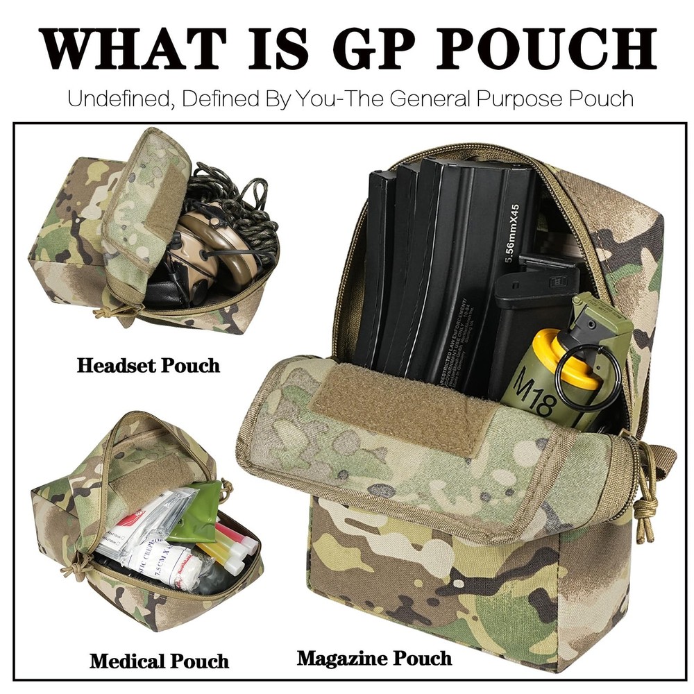 Tactical GP Wide/Tall Pouch,Molle General Purpose Pouches,Structured Horizont...