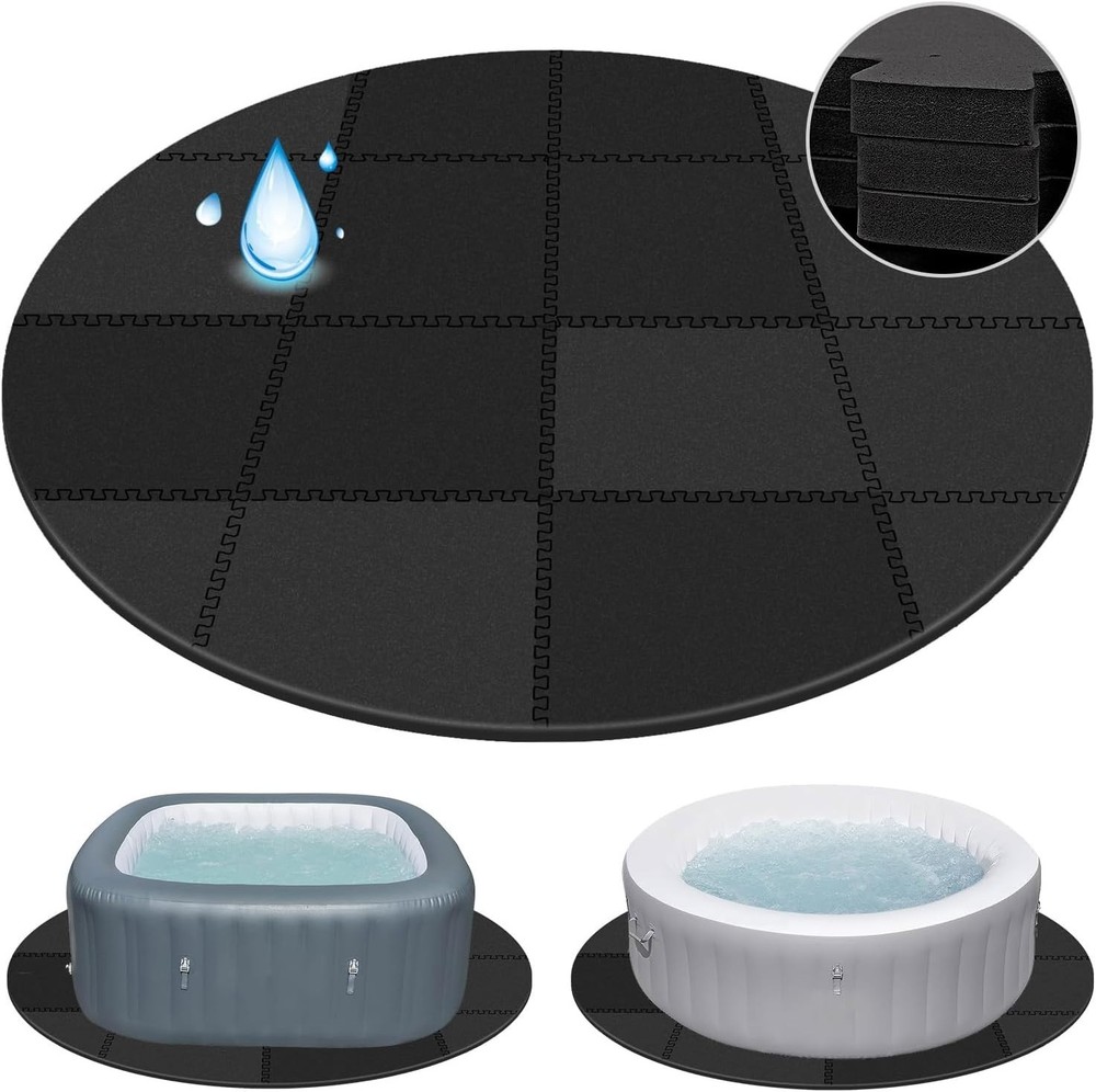- Extra-Thick Interlocking Hot Tub Protective Pad Spa Pool Foam Insulation Ma...