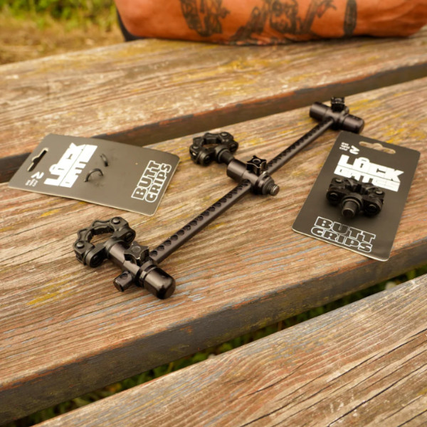 OMC Lock Gate Rod Rests Secure Locking Adjustable Butt Grip Rod Support System