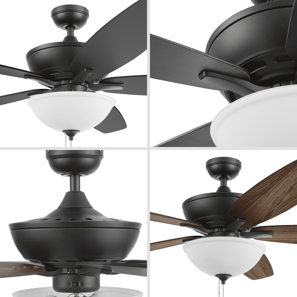 60" Black Ceiling Fan with Light, 5 Blades, Reverse Airflow, Pull Chain Control