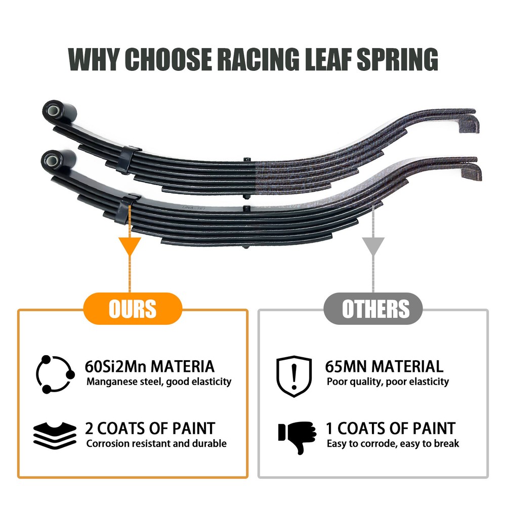 For 8K 8000lbs Single Trailer Axle 6 Leaf 4000lbs Leaf Springs + U-bolt Kit