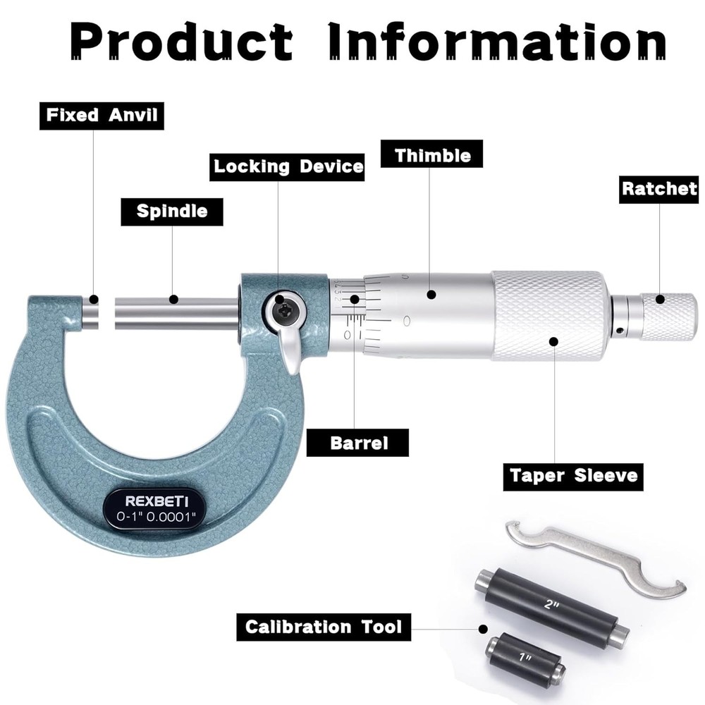 3Pcs 0-3" Precision Micrometer Set with Protective Case for Machining Excellence