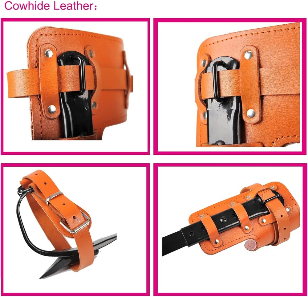 Tree Climbing Gear, Cowhide Leather Tree Climbing Spikes Set