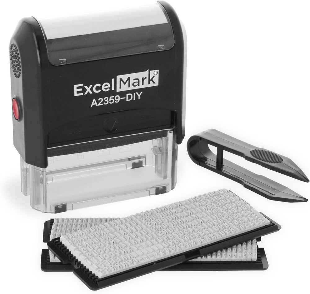 ExcelMark Self-Inking DIY Custom Rubber Stamp Kit - Personalized