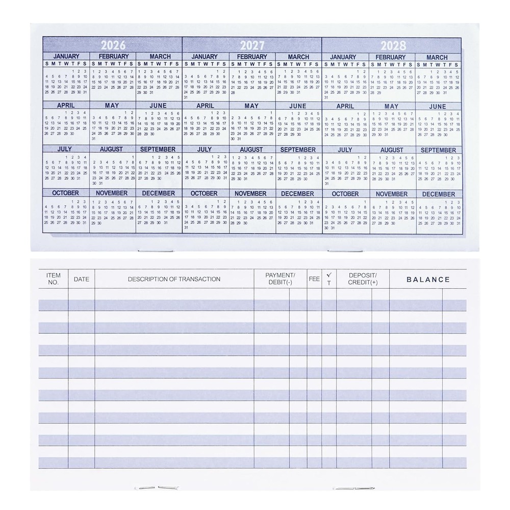 20 Pack Checkbook Register, Check Registers for Personal, Blank Ledger 20PCS