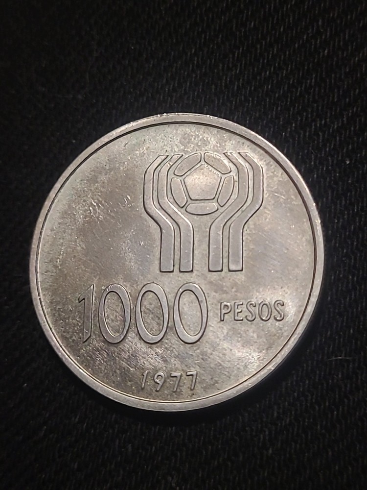1977 1000 Pesos Silver Coin - Argentina - World Cup