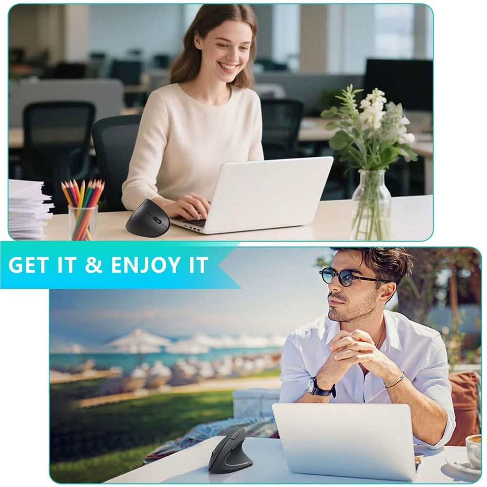 Ergonomic Mouse, LEKVEY Vertical Wireless Mouse - Rechargeable 2.4G Optical V...