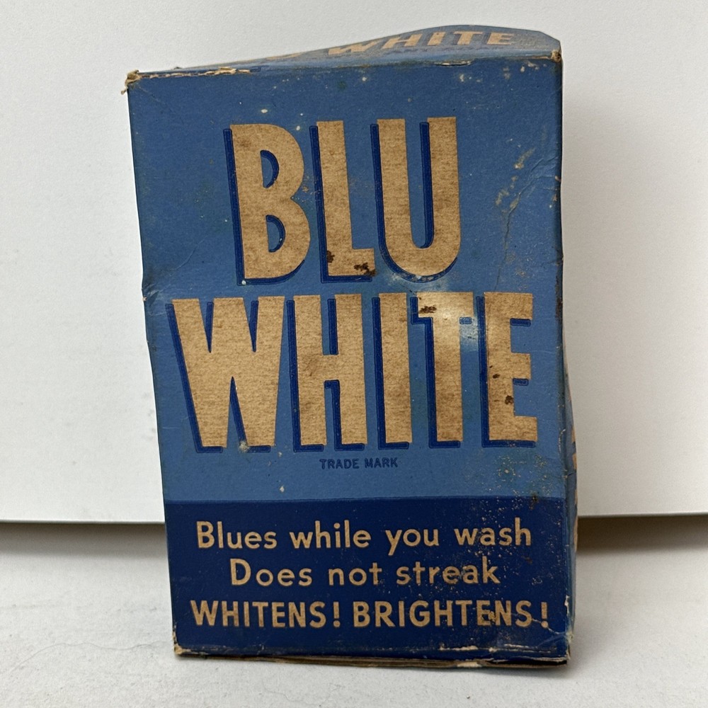 Vintage Blu White Box Laundry Additive Soap Whitener Manhattan Soap Co
