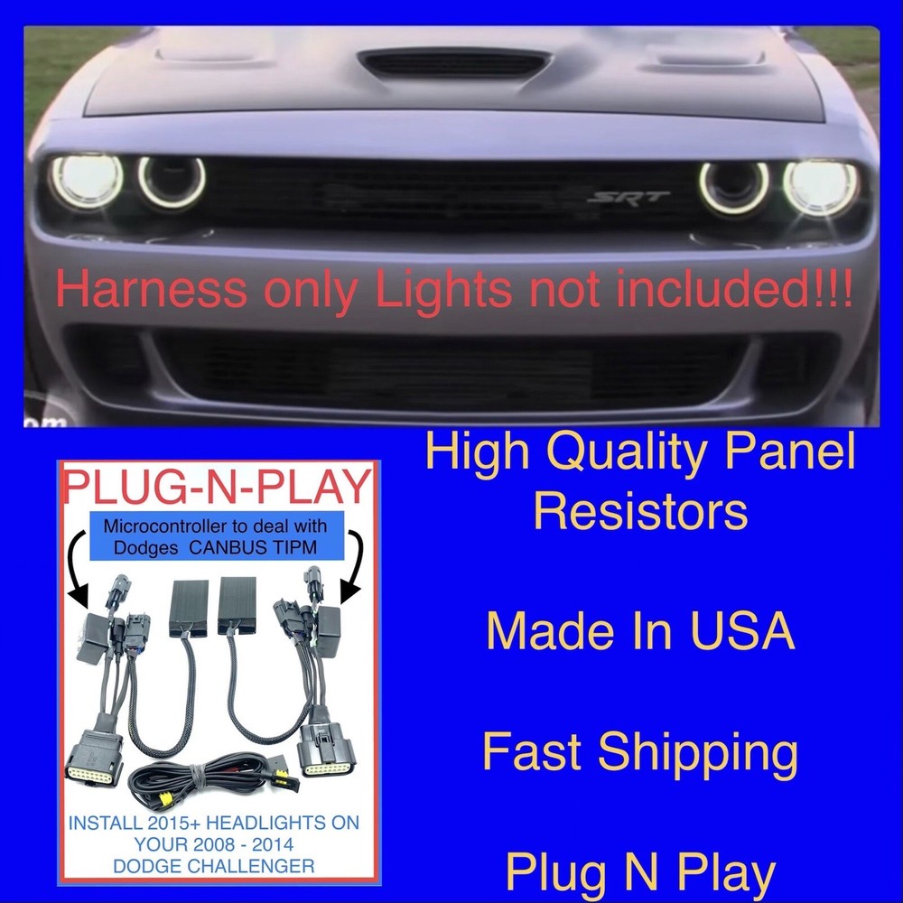 2012 - 2013 Dodge Challenger Headlight Conversion Harness Adapter to 2015 - 2023