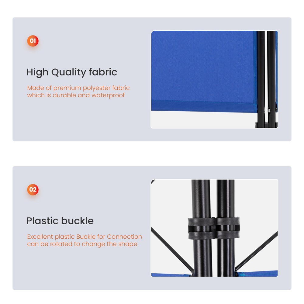 FDW 5.6FT 4 Panel Room Divider, Steel Frame Screen Folding Privacy Divider, Blue