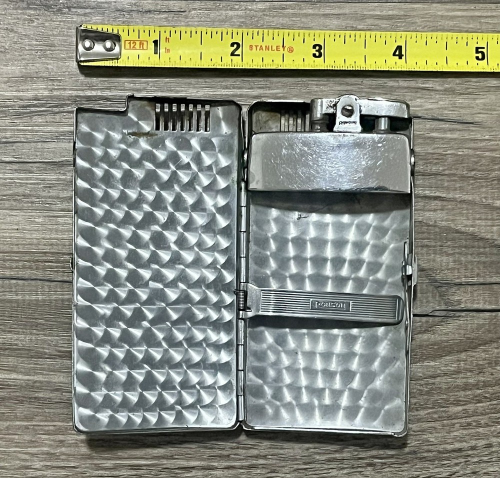 Vintage Ronson Art Deco Cigarette Case & Lighter Combination Initials ECW