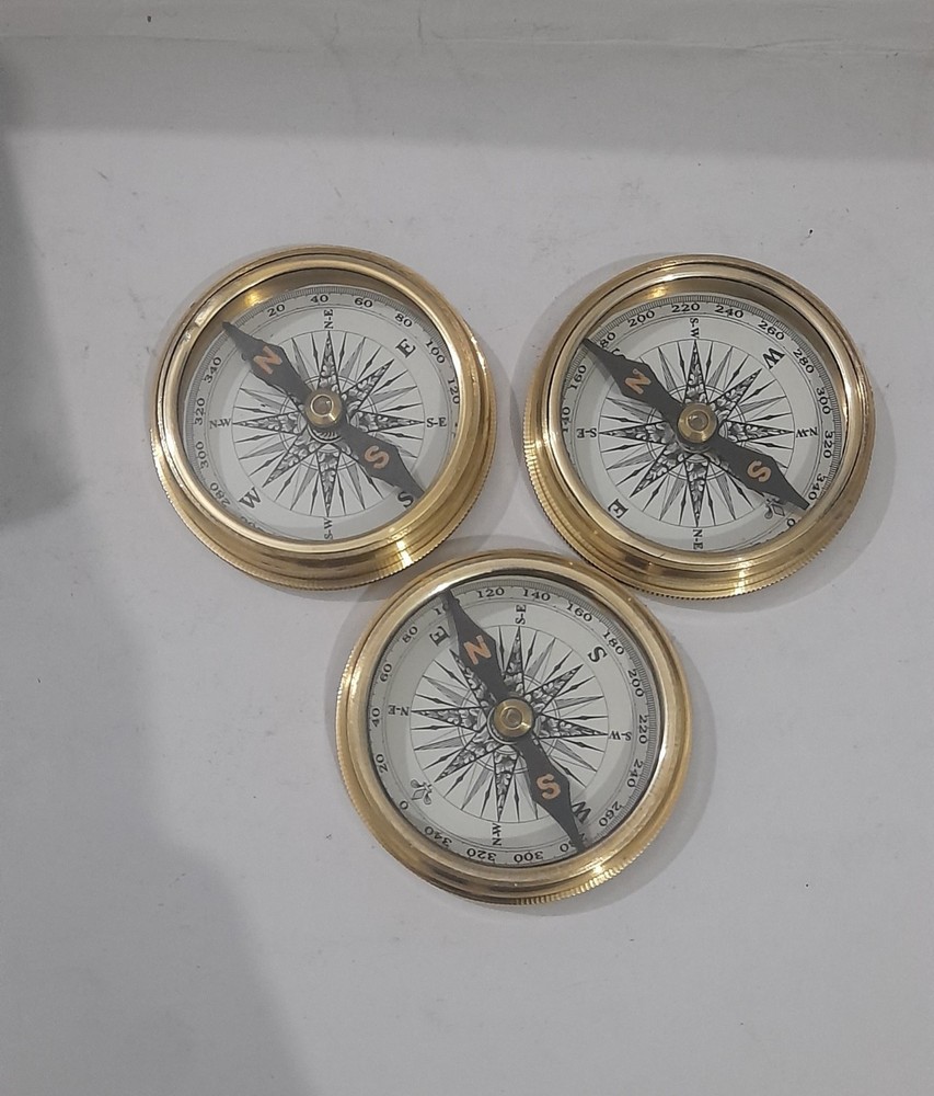 Vintage Nautical 2.5" Solid Brass Compass - Antique Style Maritime Pocket Gift