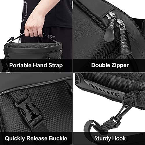 Motorcycle Tail Bag Multifunctional Waterproof Polyester Storage Saddle Black