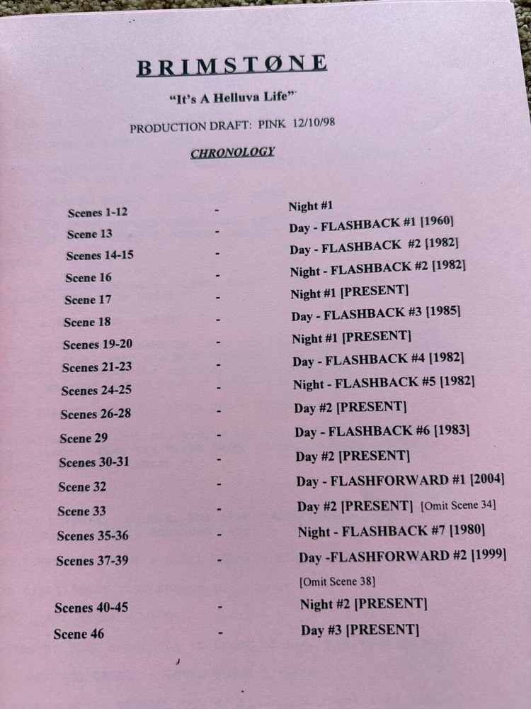 BRIMSTONE TV SHOW SCRIPT EPISODE IT'S A HELLUVA LIFE PETER HORTON