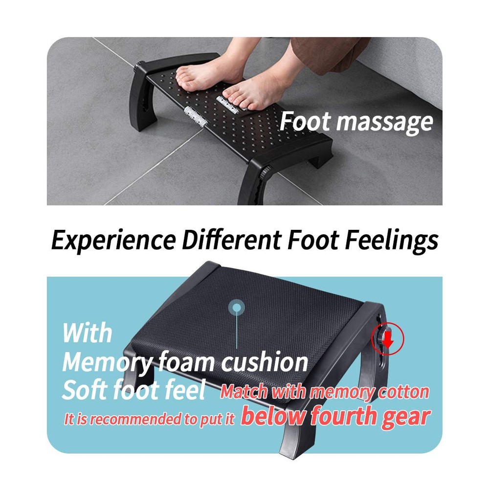Adjustable Height Foot Rest Under Desk at Work - 6 Height Sturdy Office Footrest