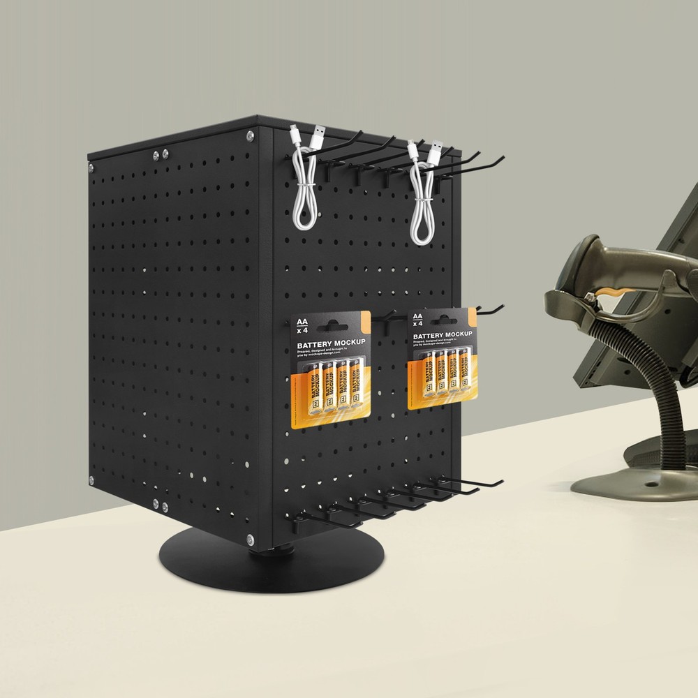 Pegboard Rotating Display Stand 4 Sided Spinning Peg Board Display Peg Board