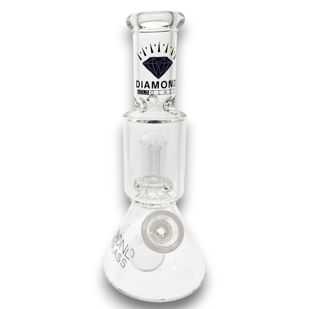 9" Small Beaker Bong Mini Water Pipe Thick Glass Hookah SHOWER PERC Diamond