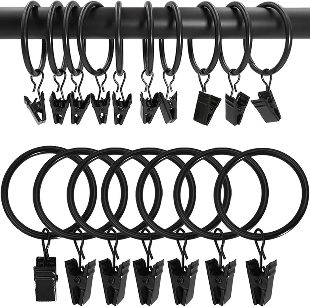 Durable Vintage Black Curtain Hooks - 100 Pack