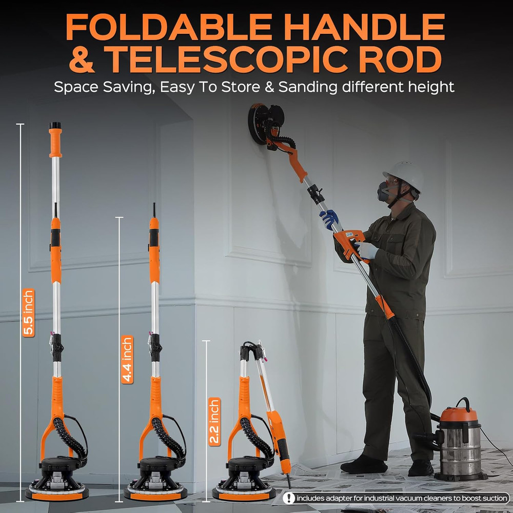 Drywall Sander Tool, 8.5 Amp Popcorn Ceiling Removal Tool with 7 Variable Speed