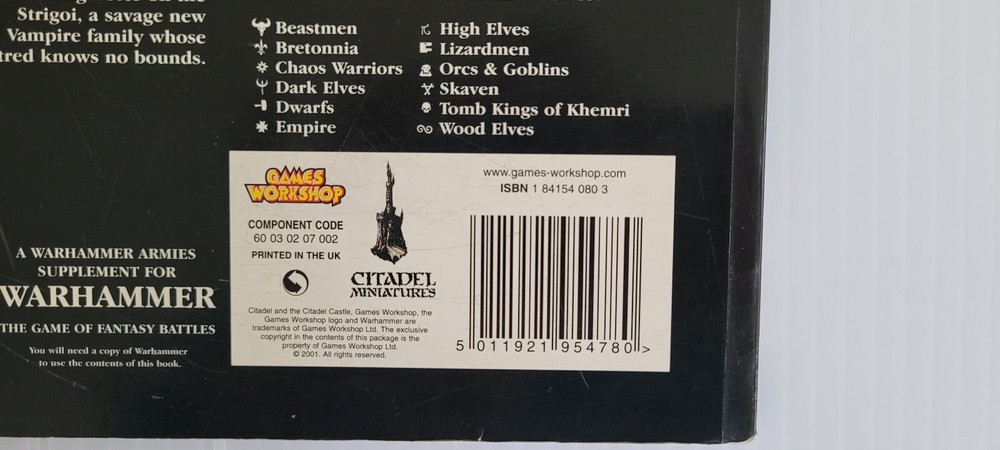 Warhammer Fantasy Vampire Counts Army Book Codex 6th Ed Games Workshop GW