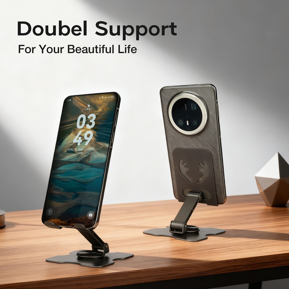 2X Rotating Phone Holder,Fully Adjustable Foldable Desktop Stand Mount for iPad