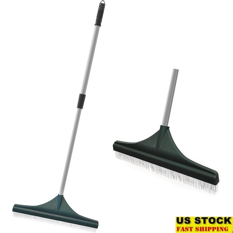 Adjustable Turf Rake W/ Durable Steel Handle Multi-Purpose Cleaning Tool Lawns