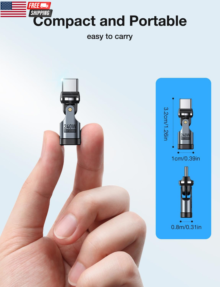 USB C Adapter [2-Pack], PD 240W USB C 90 Degree Adapter, USB Type C Right Angle