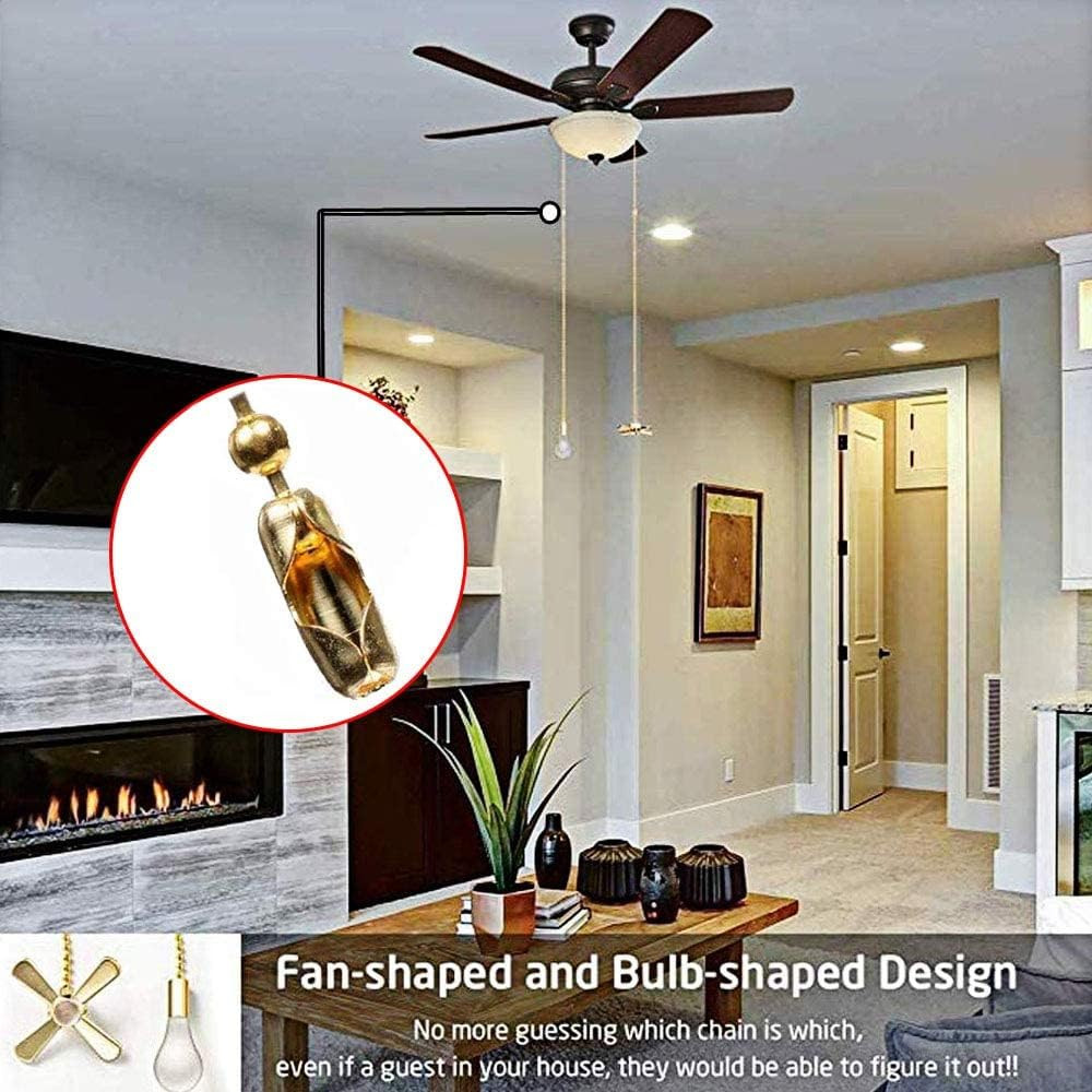 Ceiling Fan Pull Chain Ornaments Extension Chains with Decorative Light Bulb and