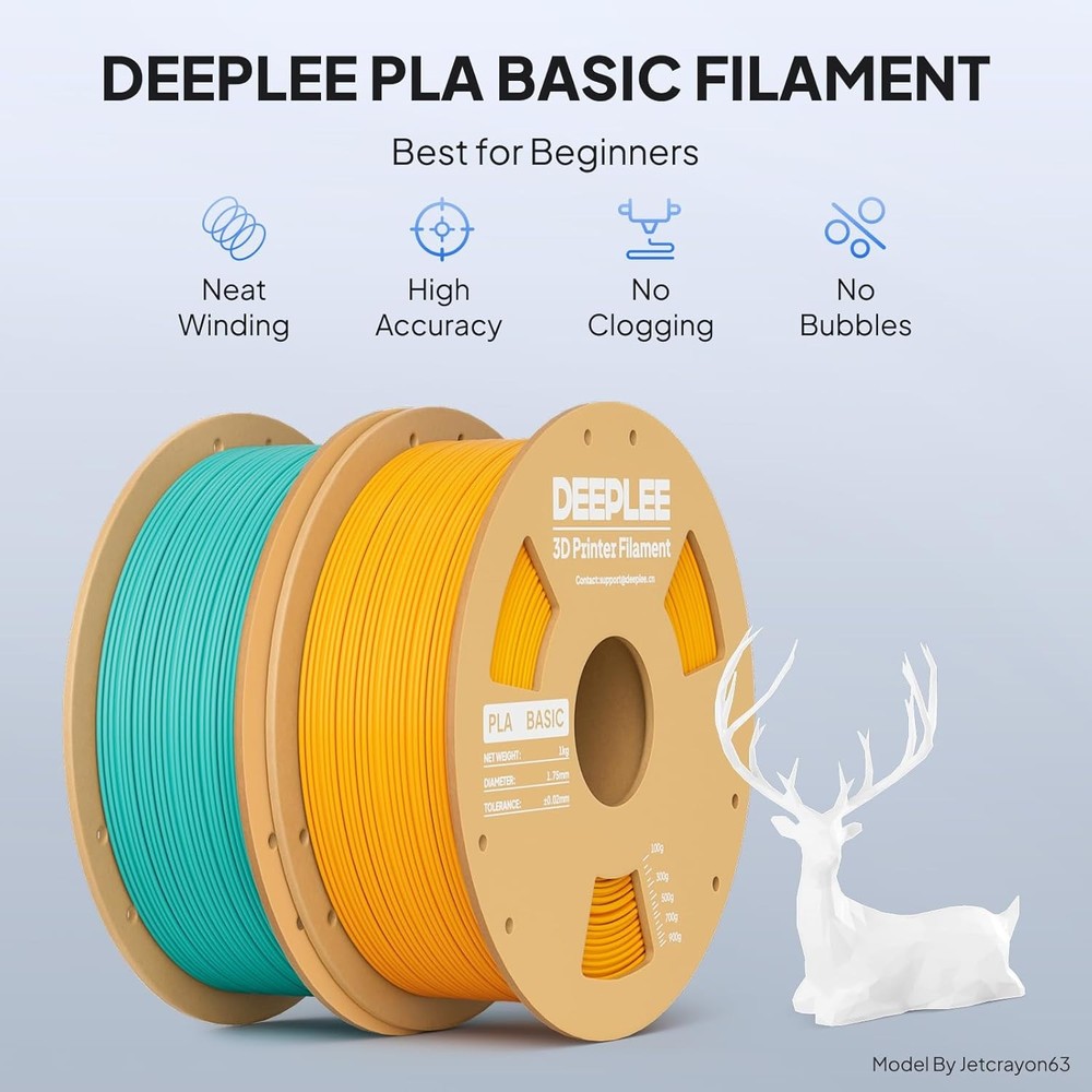 DEEPLEE PLA Basic 1.75mm 3D Printer Filament, 3D Printing Filament with Dimensio