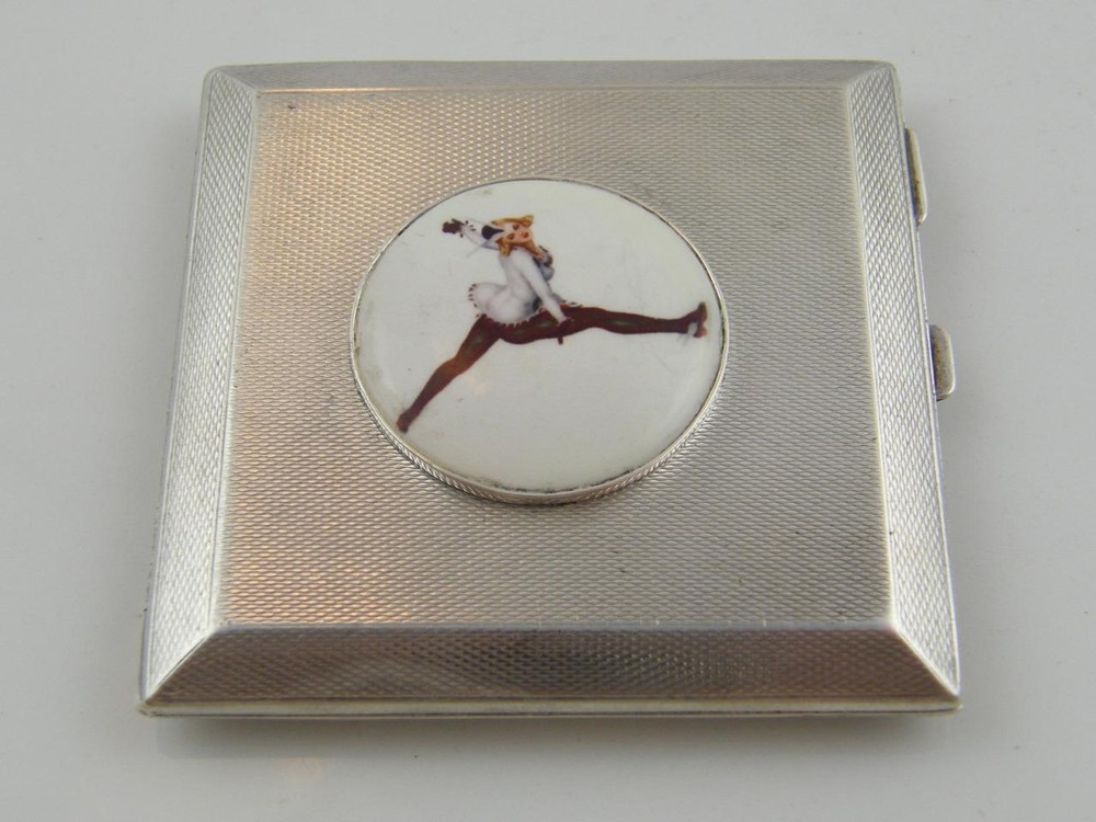 HM 1933 SILVER & ENAMEL LADIES COMPACT –LONDON