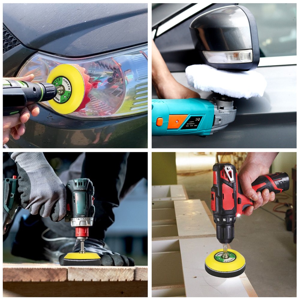 132Pcs 3" Sanding Discs Foam Buffering Sponge Pad Sander Paper + Drill Adapter