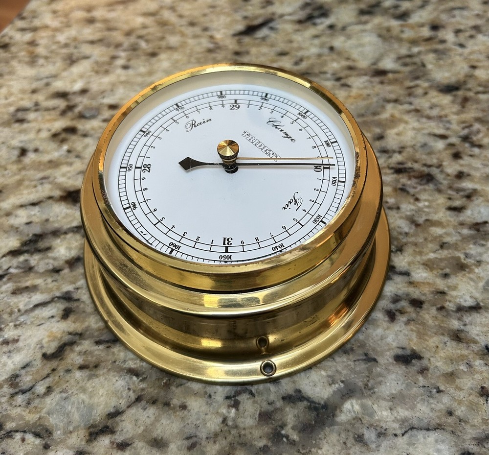 Brass Trident Barometer Vintage Made In Germany