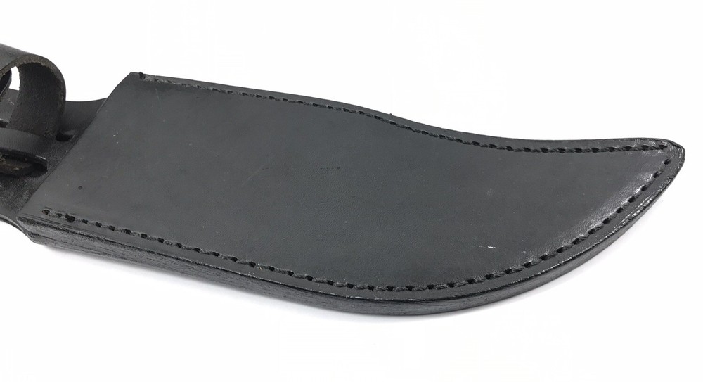 Black Leather Fixed Blade Knife Sheath With Snap For 7” Blade
