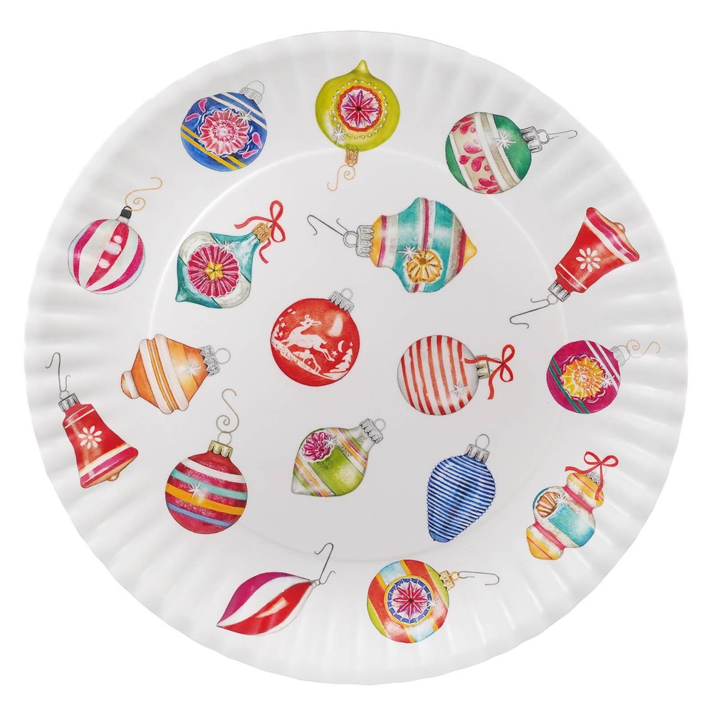 16" Scattered Ornaments "Paper" Melamine Platter