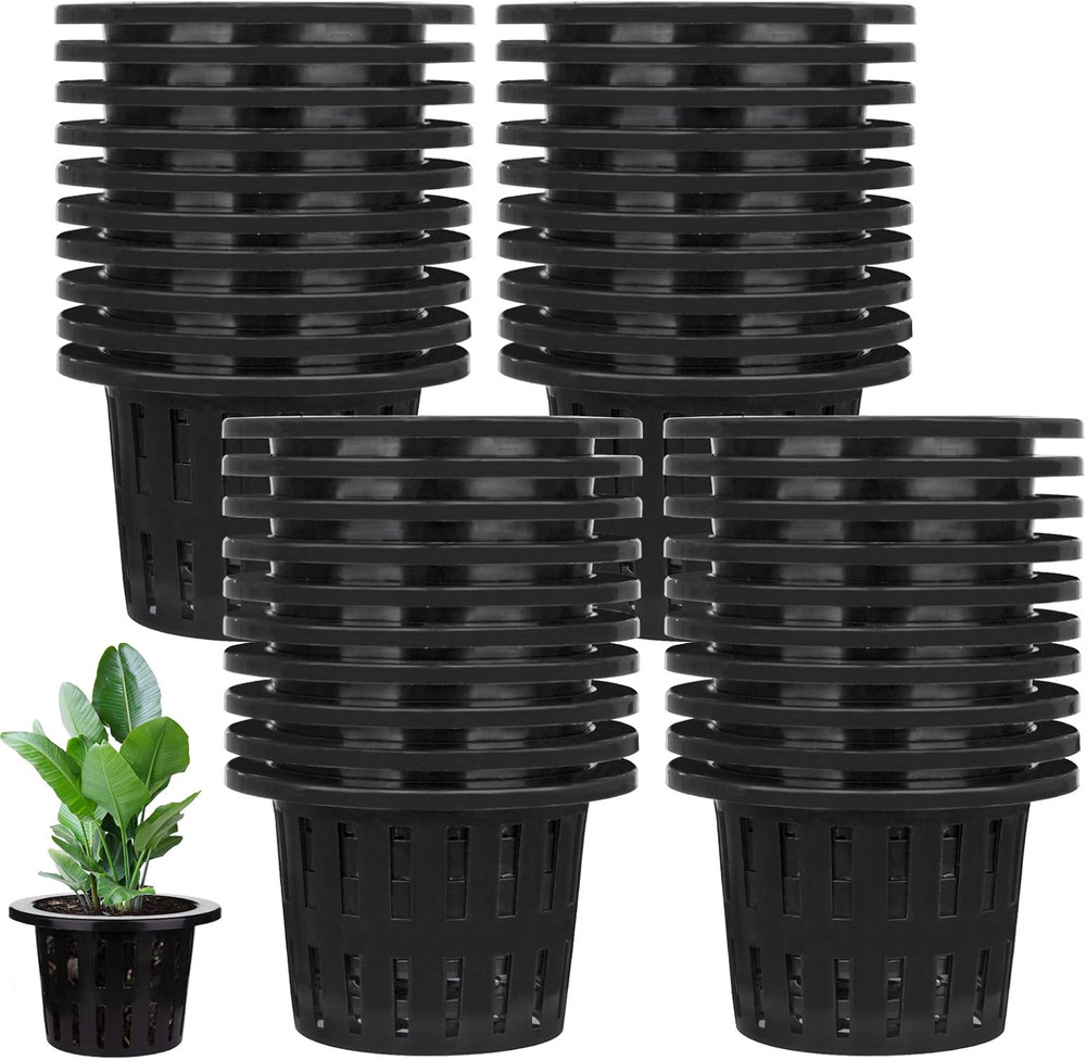40 Pack 4 Net Pots Hydroponic Mesh Plant Cups for Orchids Vegetables Herbs