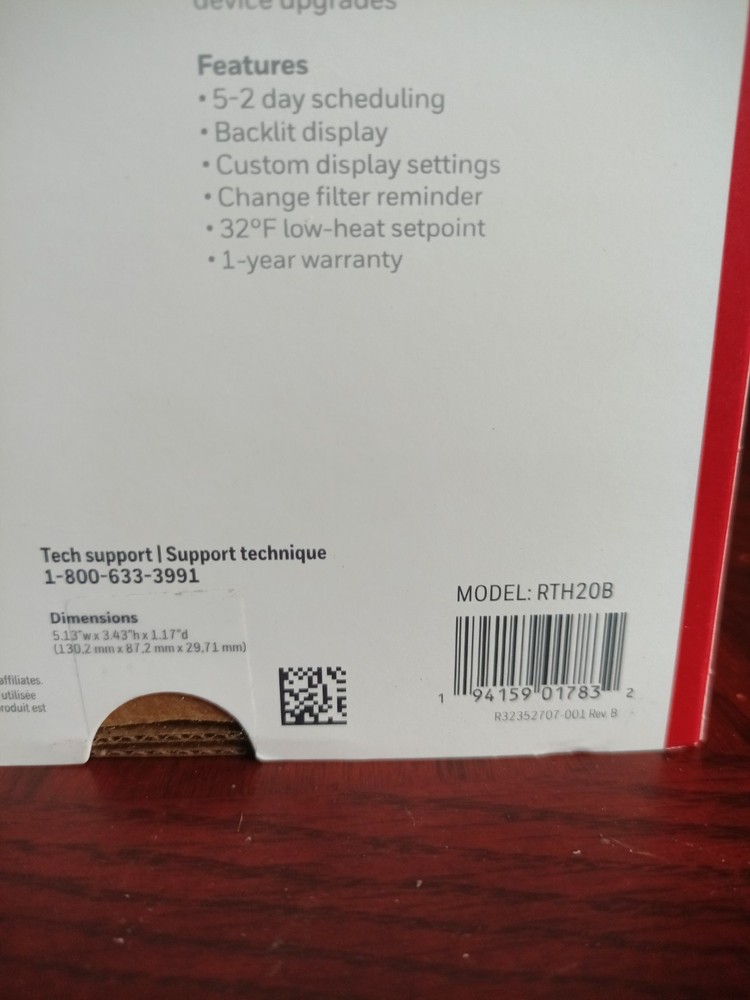 Honeywell Home X2P Programmable Thermostat Single-Stage RTH20B