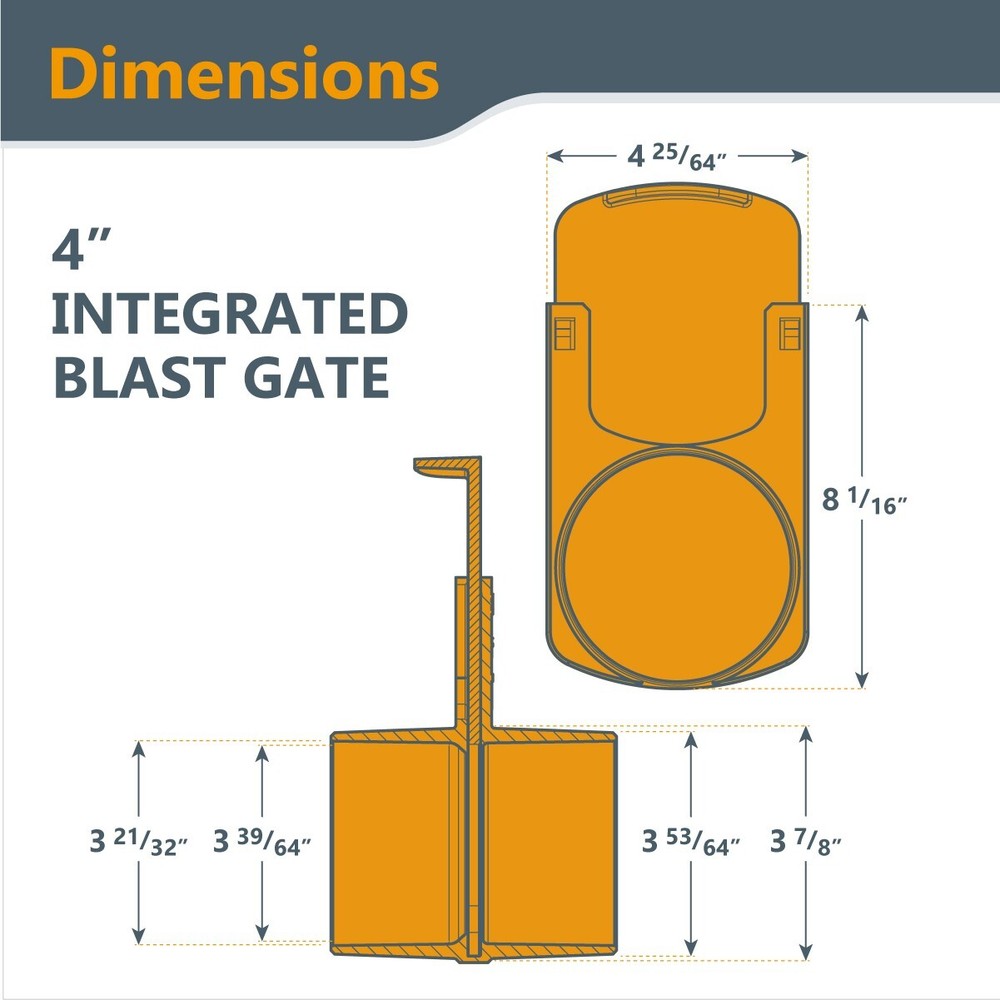 POWERTEC 4-Inch Integrated Blast Gate Clog Resistant (70295)