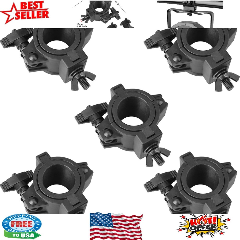33lb Load Capacity Lighting Clamps - 5 Pack for Secure DJ & Spotlight Mounting