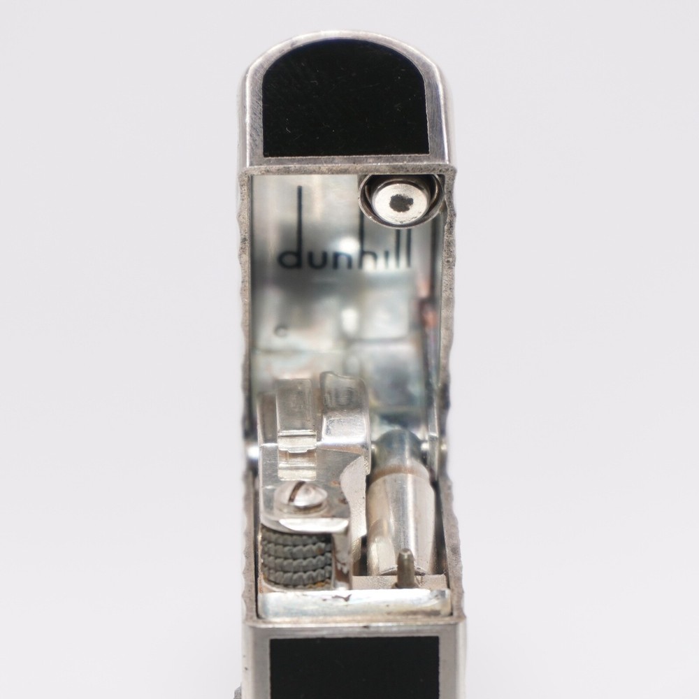 Dunhill Rollagas Lacquer Dome Lighter Silver plated with Black Lacquer_Working