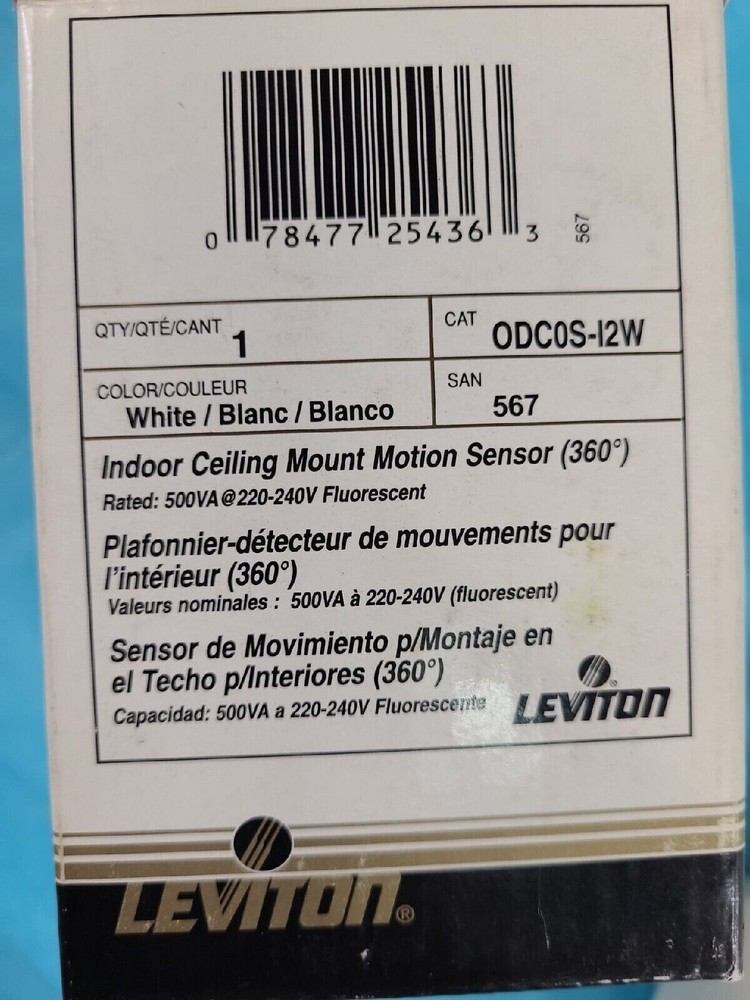 Leviton-ODC0S-I2W-Indoor Ceiling Mount Line Voltage Motion Sensor-360 Degrees