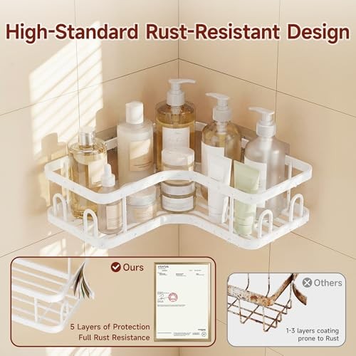 Corner Shower Caddy 5-Pack, Advanced 5-Piece Set(2 Large+3 Small) White