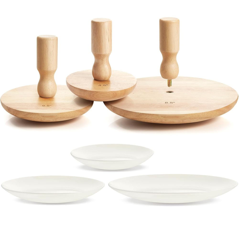 3 Pack Pottery Molds Plaster Molds Wood Pottery Tools with Handle Ceramic Tools