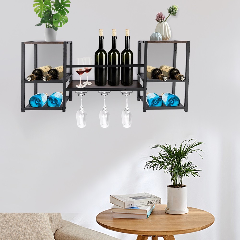 Stylish Wall Mounted Wine Rack - 3-Tier Storage for Bottles & Decor