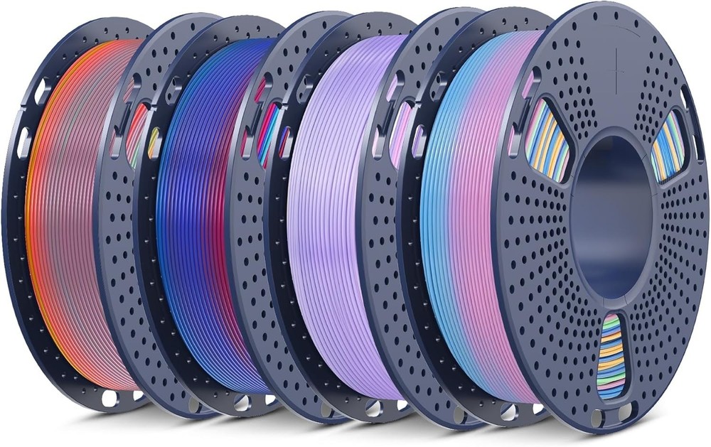 250g Rainbow PLA 3D Printer Filament Bundle Multicolor, Neatly Wound Gradient...