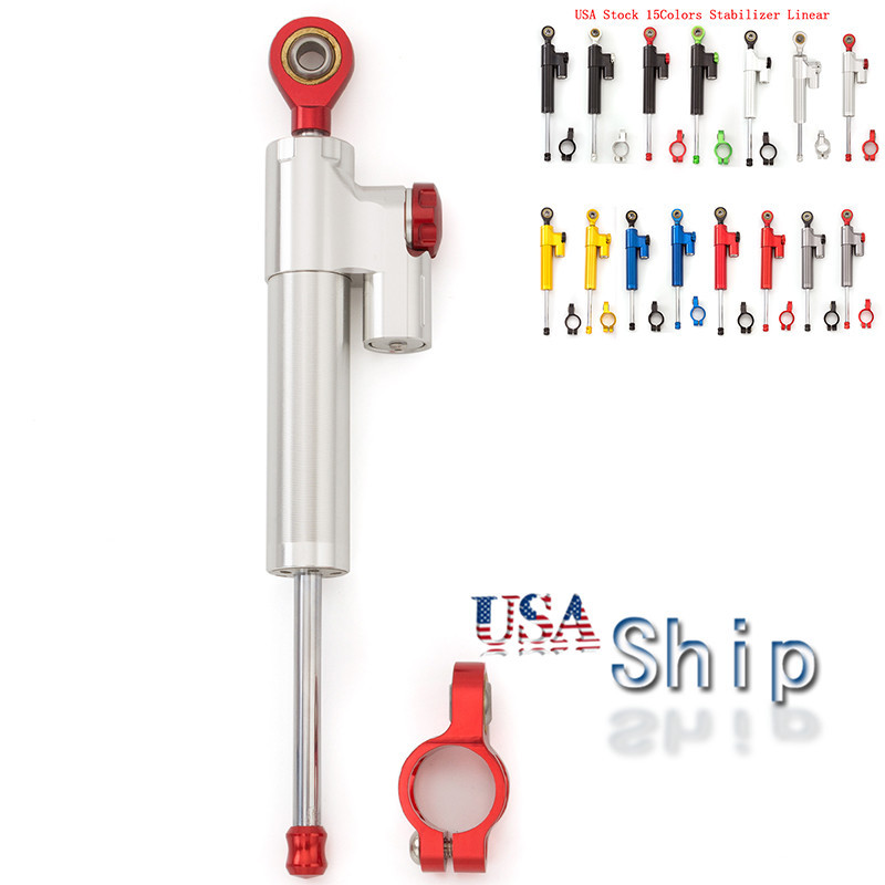 CNC Steering Stabilizer Damper Linear Reversed For CB1300 CB1000R Silver&Red x1