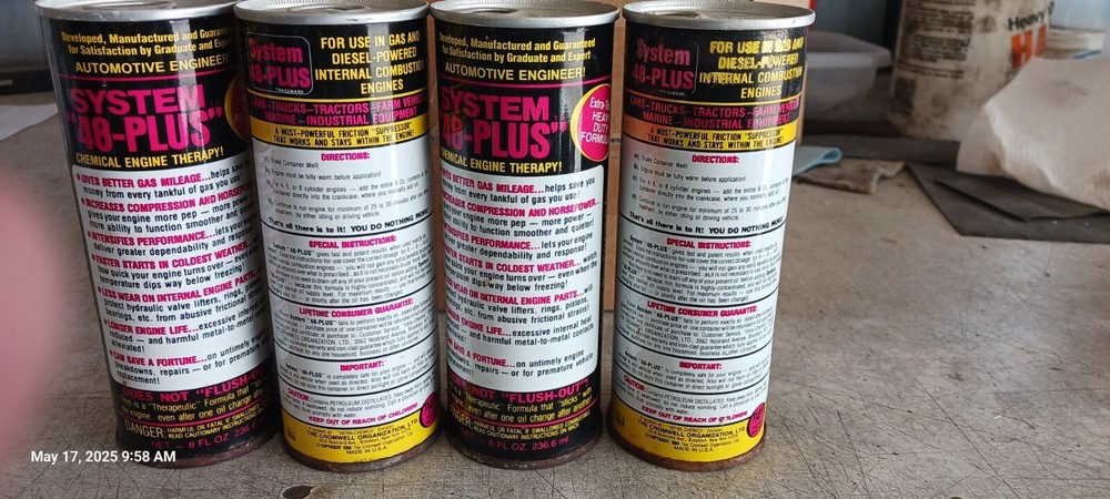 System 48-Plus chemical engine therapy Oil Additive (4) 8oz cans